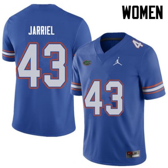 Women's Florida Gators #43 Glenn Jarriel NCAA Jordan Brand Royal Authentic Stitched College Football Jersey OXH2562CJ